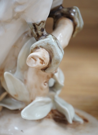 A Royal Dux porcelain model of a parrot and cockatoo, tallest 38cm. Condition - fair